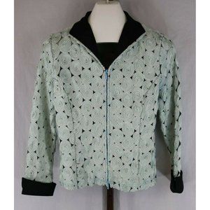 Samuel Dong Ladies Womens Multicolor Print Zip Short  Suit Jacket Sz Medium
